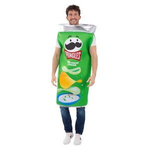 Pringles Unisex Adult Sour Cream & Onion Can Costume / Green